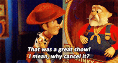 Woody From Toy Story Talking To Man In Overalls GIF