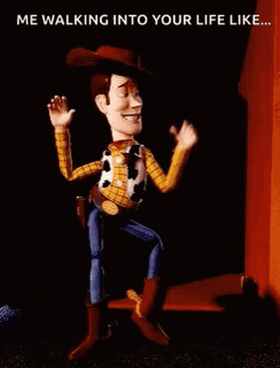 Woody From Toy Story Walking Into Your Life GIF