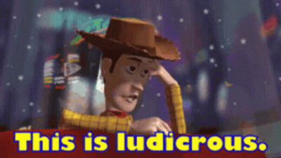 Woody Holding Forehead In Front Of This Is Ludicrous Sign GIF