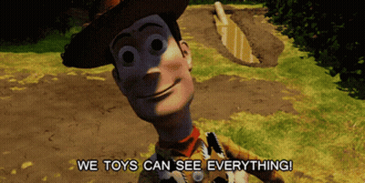 Woody Saying We Toys Can See Everything GIF