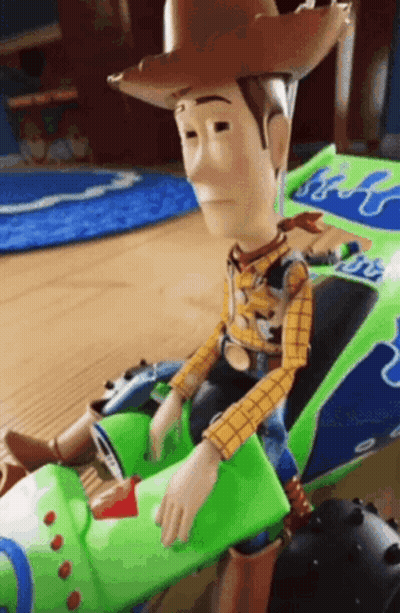 Woody Sitting On Green Toy Car GIF