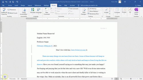 Word Document Compared Drafts Revisions 1-2 GIF