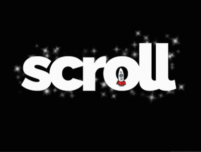 Word Scroll With Rocket On Black Background GIF