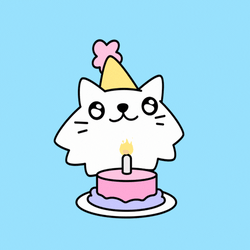 Wordle Birthday White Kitty GIF