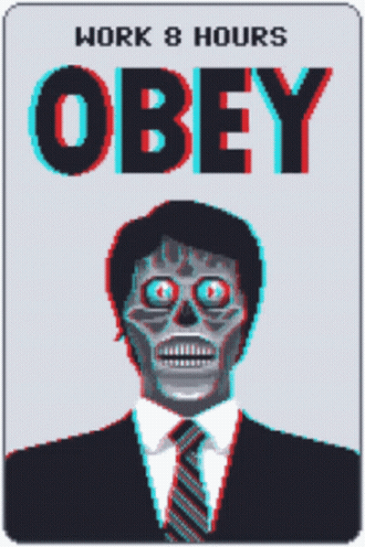 Work 8 Hours Obey Poster Skeleton In Suit And Tie GIF