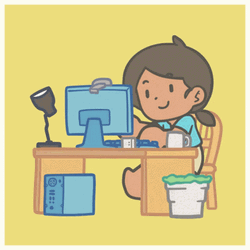 Work From Home Cartoon Girl GIF