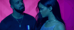 Work Music Video Rihanna Drake Staring Each Other GIF