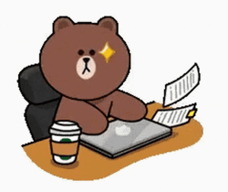 Working Animated Bear Busy Life GIF