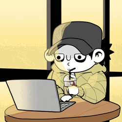 Working At Cafe Animation GIF