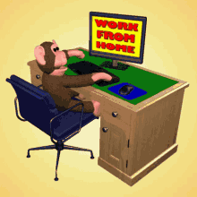 Working From Home Wfh Chilling Monkey Workstation  GIF