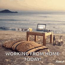 Working From Home Wfh Today Beach Vacation GIF