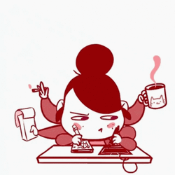 Working Hard Multi Tasker Cartoon Lady GIF