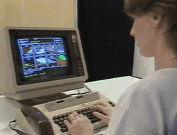 Working Using Vintage Computer GIF