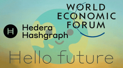 World Economic Forum Logo With Hedera Hashgraph Hello Future GIF