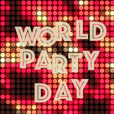 World Party Day Poster Red Background GIF