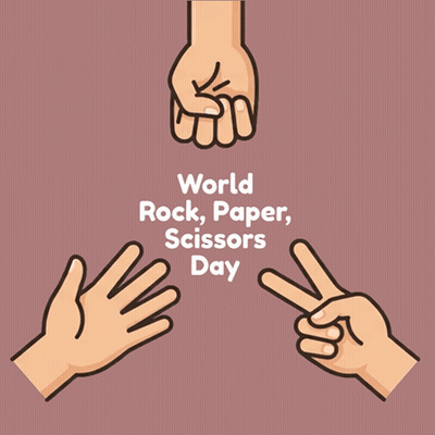 World Rock Paper Scissors Day Poster With Peace Signs GIF