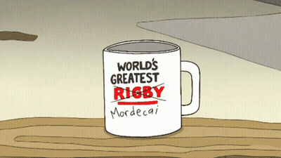 World's Greatest Rigby Mordecai Coffee Mug GIF