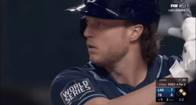 World Series Jersey Baseball Player Swinging At Pitch GIF