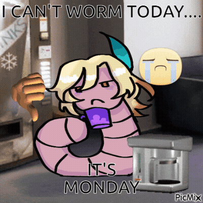Worm Drinking Coffee I Can't Worm Today GIF