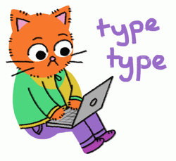 Worried Orange Cat Typing GIF