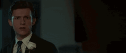 Worried Tom Holland Black Suit GIF