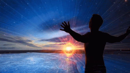 Worship Man Silhouette On Sunset GIF