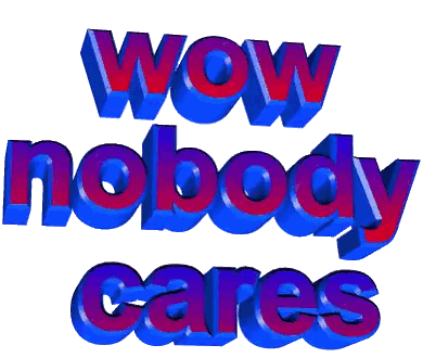 Wow Nobody Cares 3D Graphic Sticker