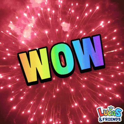 Wow Surrounded By Fireworks Lucas And Friends Logo GIF