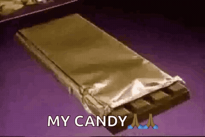 Wrapped Chocolate Bar Saying My Candy GIF