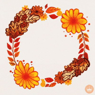 Wreath Of Flowers And Leaves Saying Happy Birt GIF