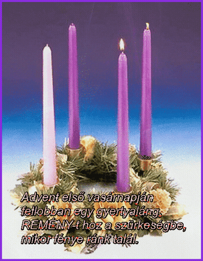 Wreath With Purple Candles And Purple Border GIF