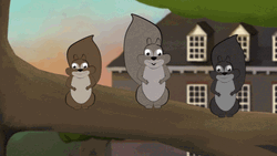 Wren Building Three Dancing Squirrels GIF