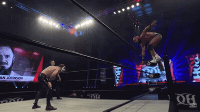 Wrestler An Johnson Jumping Over Ropes GIF