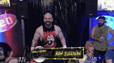 Wrestler Bam Sullivan In Front Of Crowd GIF
