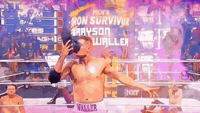 Wrestler Drinking From Bottle In Ring GIF