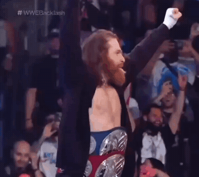 Wrestler Fist Pump In Front Of Crowd GIF