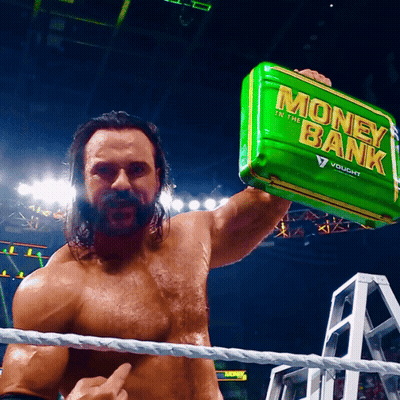Wrestler Holding Green Money Bank GIF