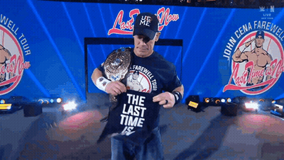 Wrestler Holding Shirt Saying The Last Time GIF