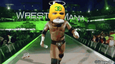 Wrestler In Chanel Mask At WrestleMania GIF