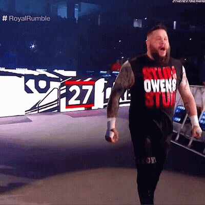 Wrestler In Owens Shirt On Stage GIF
