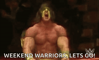 Wrestler In Ring Saying Weekend Warriors Lets Go GIF