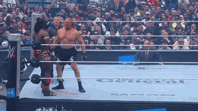 Wrestler In Ring With General Trademark GIF