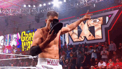 Wrestler In Ring With Gray Wolf Sign GIF