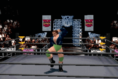 Wrestler In Ring With Wow Wall GIF