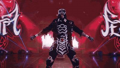 Wrestler In Skeleton Costume With FC Sign GIF