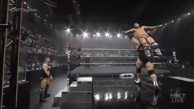 Wrestler Jumping In Ring With Another Wrestler GIF