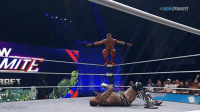 Wrestler Jumping Over Another In Dynamite Ring GIF