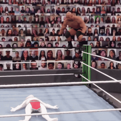 Wrestler Jumping Over Another In Video Game GIF