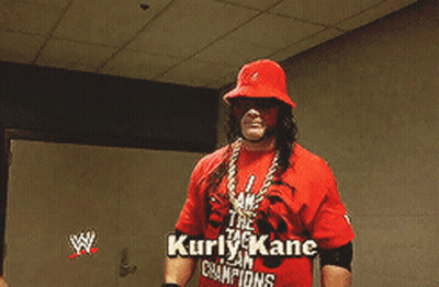 Wrestler Kurly Kane In Red Shirt GIF