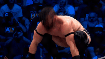 Wrestler Laying On Ground With Hair Flying GIF